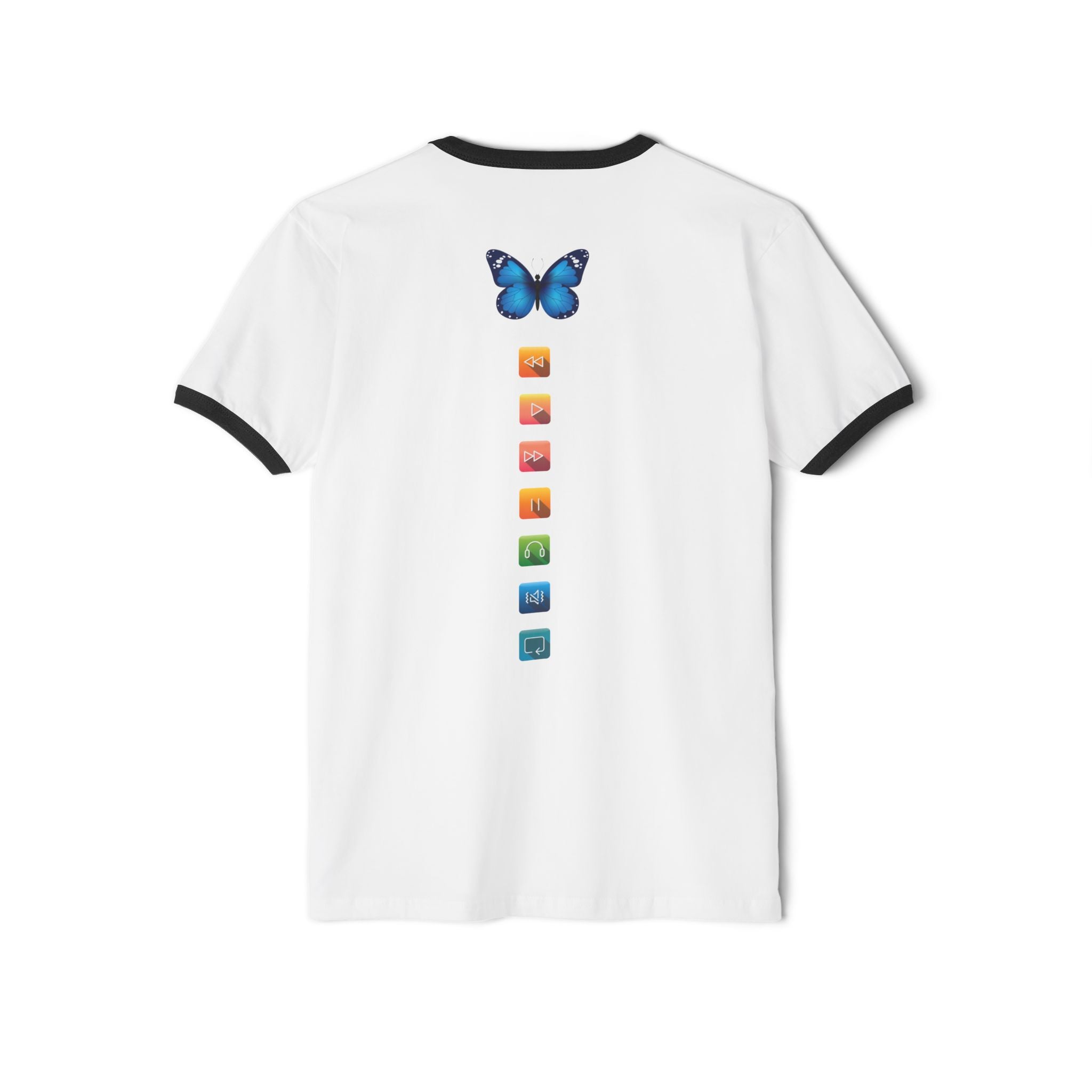 Toucan & Rainbow Butterfly Ringer Tee — ‘Mikey’ Signature Graphic T‑Shirt