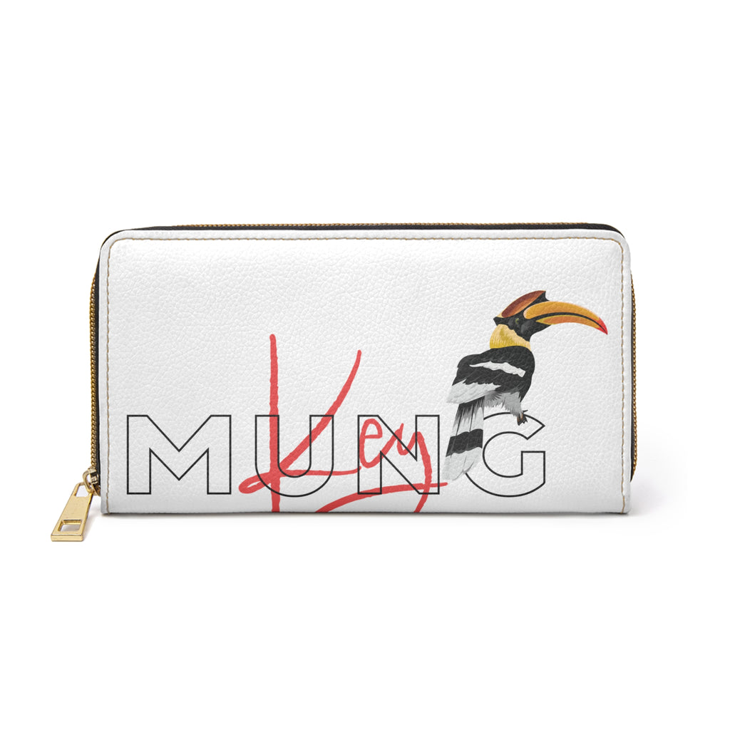 Hornbill Accent Zipper Wallet — Tropical Bird Print Travel Wallet