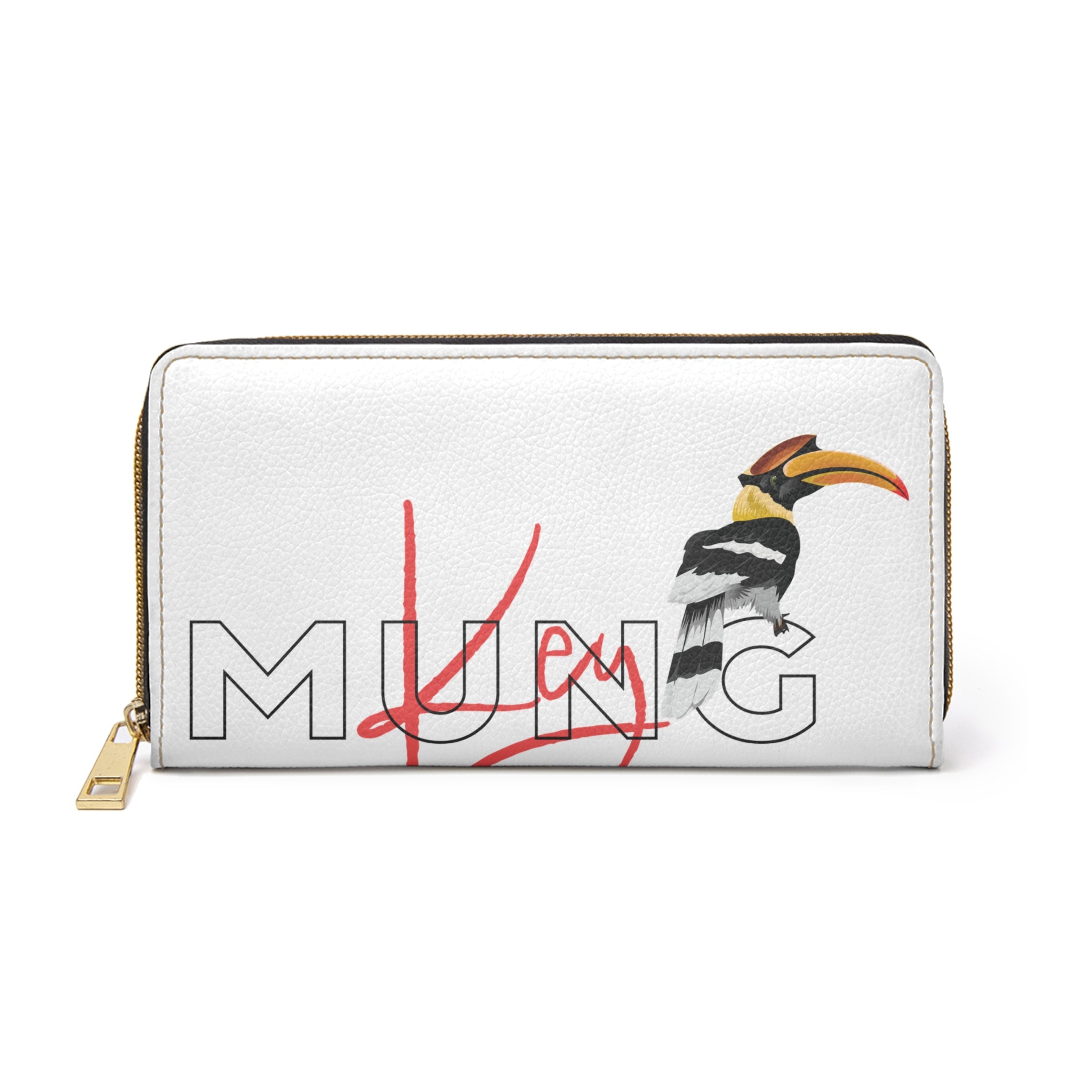 Hornbill Accent Zipper Wallet — Tropical Bird Print Travel Wallet