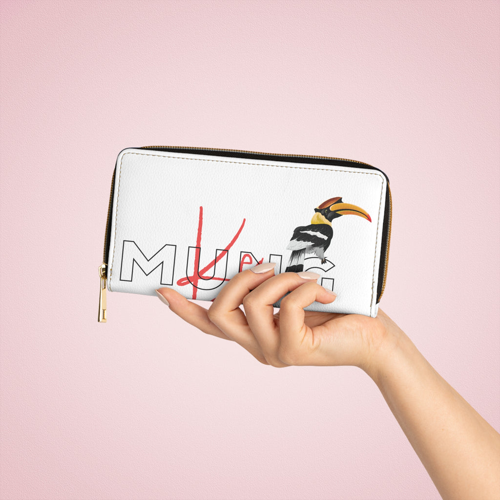 Hornbill Accent Zipper Wallet — Tropical Bird Print Travel Wallet